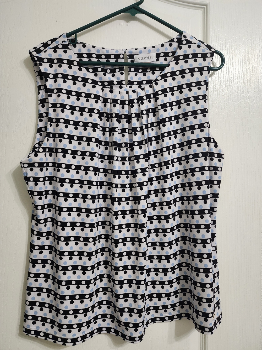 Calvin Klein White and Black Polka Dot Sleeveless Top